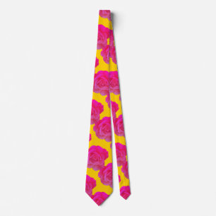 Cravate Motif Fleur De Rose Florale Rose Orange
