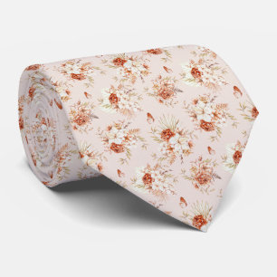 Cravate Motif Fleurs Aquarelle Bohème 
