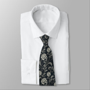Cravate Motif Fleurs Gothiques