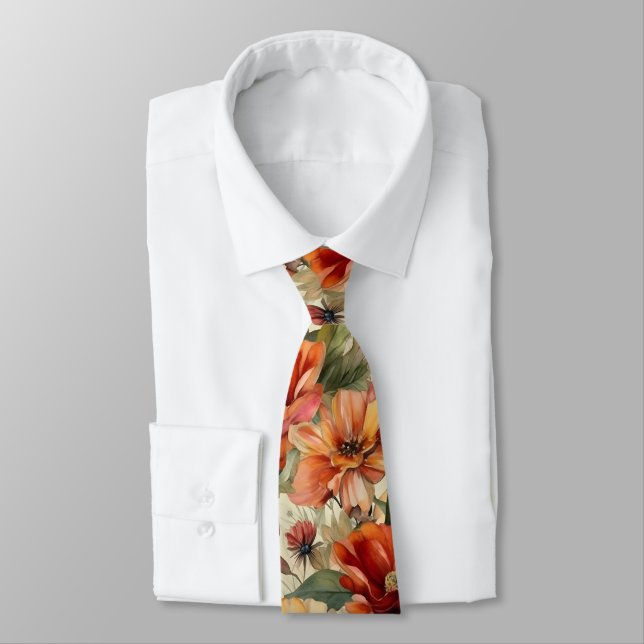 Cravate Motif floral à aquarelle chic (Attaché)