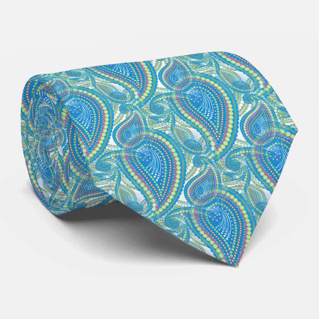 Cravate Motif floral à pois violet lime vert (Roulé)