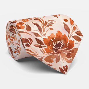 Cravate Motif floral abstrait aquarelle couleurs d'automne