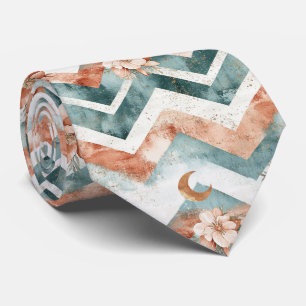 Cravate Motif floral chevron Lune rustique (4)