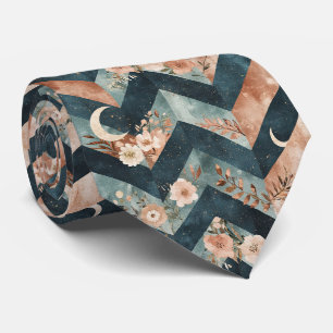 Cravate Motif floral Chevron Lune rustique (6)