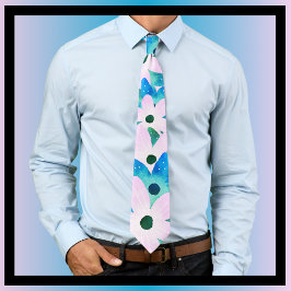 Cravate Motif floral clair rose Aqua bleu & turquoise