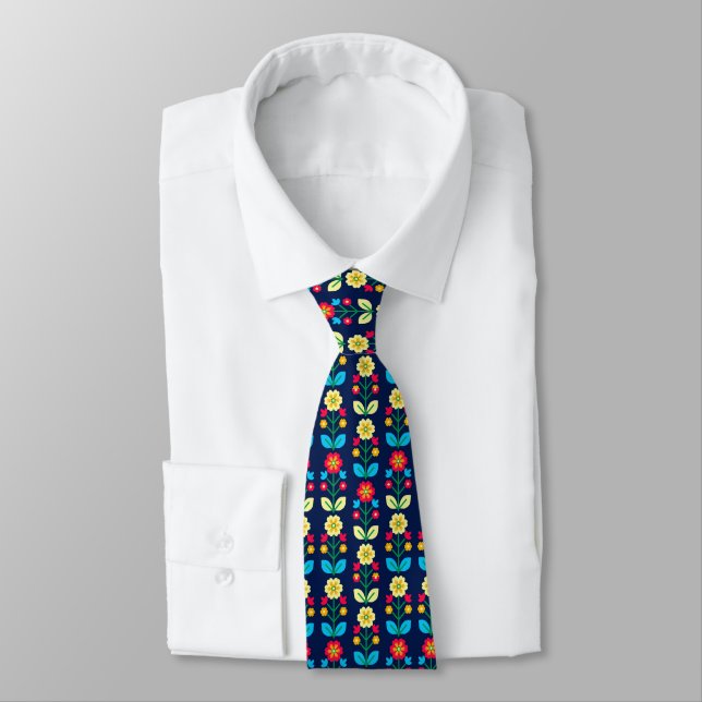 Cravate Motif floral coloré (Attaché)