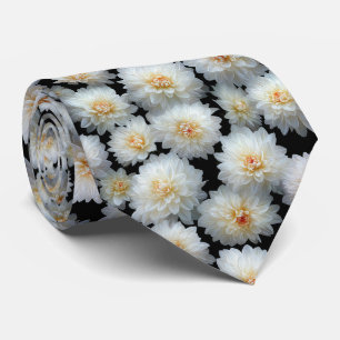 Cravate Motif floral Dahlia blanc