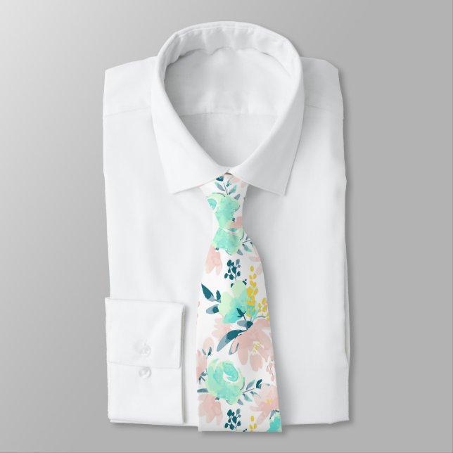 Cravate Motif floral d'aquarelle (Attaché)