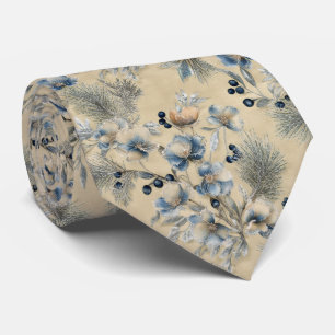 Cravate Motif floral de givre hivernal