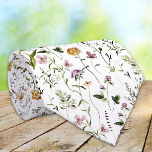 Cravate Motif floral de jardin de fleurs sauvages 