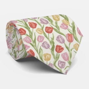 Cravate Motif floral de jardin de tulipes
