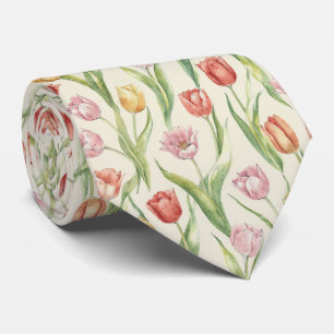 Cravate Motif floral de jardin de tulipes printanières