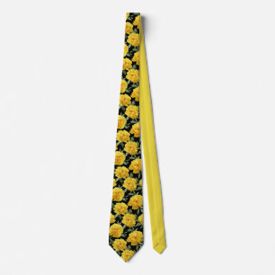Cravate Motif floral de pivoine jaune