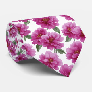 Cravate Motif floral de pivoine rose