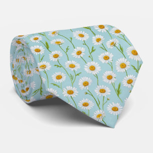 Cravate Motif floral de prairie aux pâquerettes printanièr