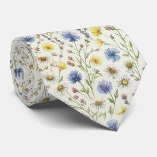 Cravate Motif floral de prairie de fleurs sauvages