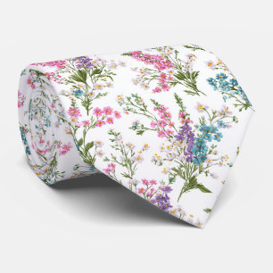 Cravate Motif floral de printemps pastel de fleurs sauvage