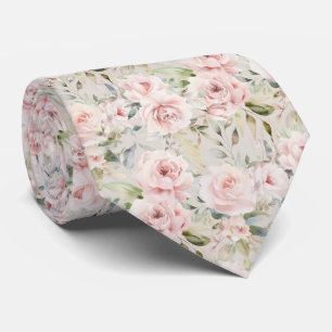Cravate Motif floral de rose à l'aquarelle rose