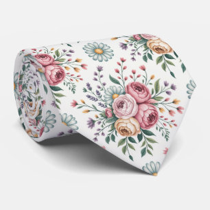Cravate Motif Floral Décoratif