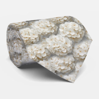 Cravate Motif floral d'hortensia blanc crème