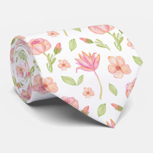 Cravate Motif floral élégant avec pivoines roses et lis