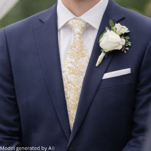 Cravate Motif floral élégant en or blanc