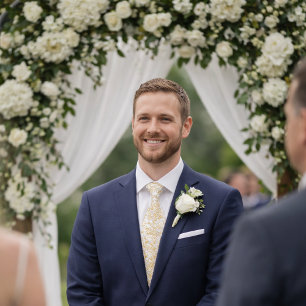 Cravate Motif floral élégant en or blanc