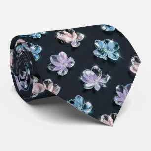 Cravate Motif floral en verre translucide