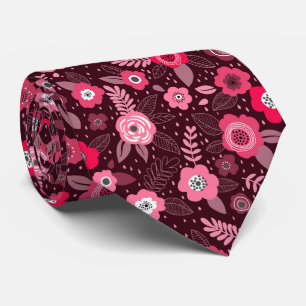 Cravate Motif floral fantaisie magenta rose élégant