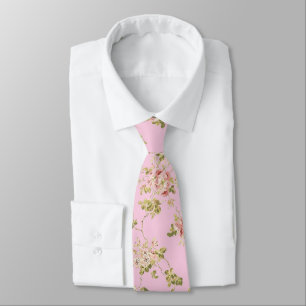 Cravate Motif floral fleurs roses rétro jolies