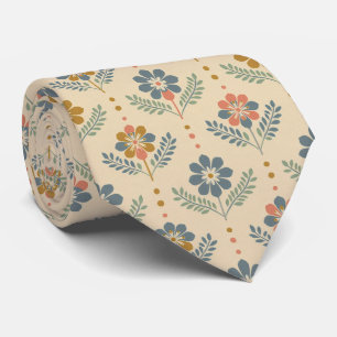 Cravate Motif floral folklorique scandinave