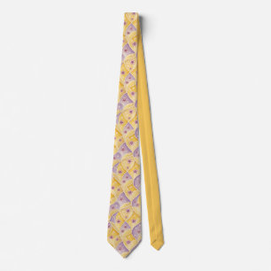 Cravate Motif floral géométrique or et lavande élégant
