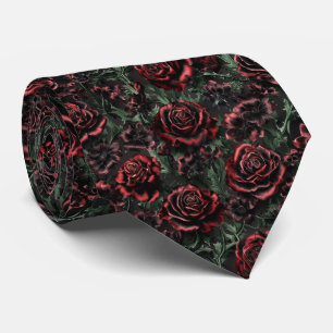 Cravate Motif floral gothique rouge foncé