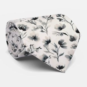 Cravate Motif floral lavis à l'encre