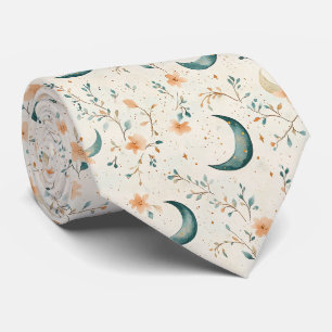 Cravate Motif Floral Lunaire Bohème Céleste (1)