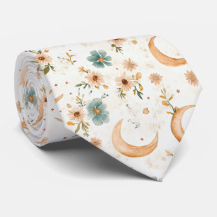 Cravate Motif floral lunaire bohème rustique (2)