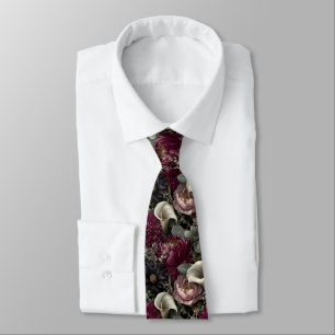Cravate Motif floral lunatique avec dahlias et callas