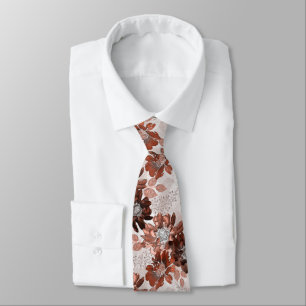 Cravate Motif floral marron gris aquarelle. Classeur 3 ann