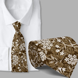 Cravate Motif floral marron inspiré de William Morris