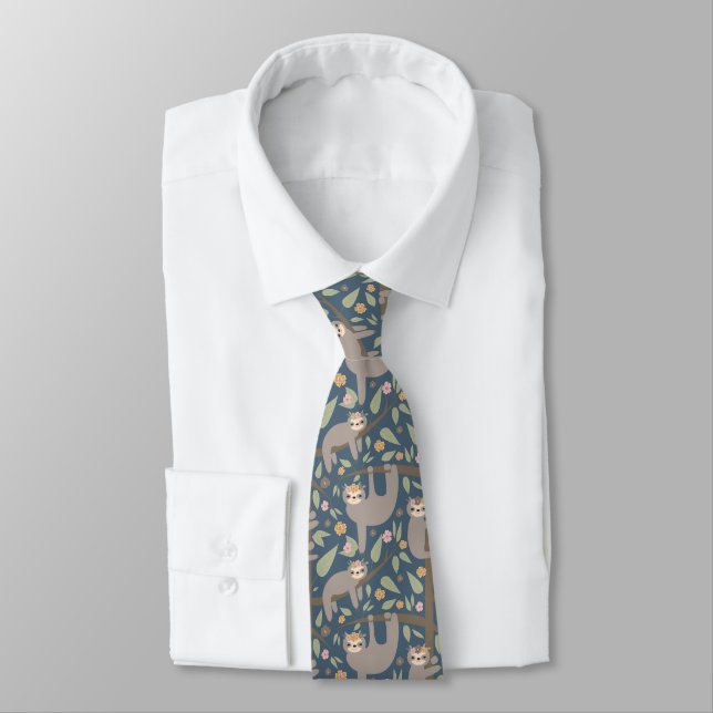 Cravate Motif floral mignon de paresse (Attaché)