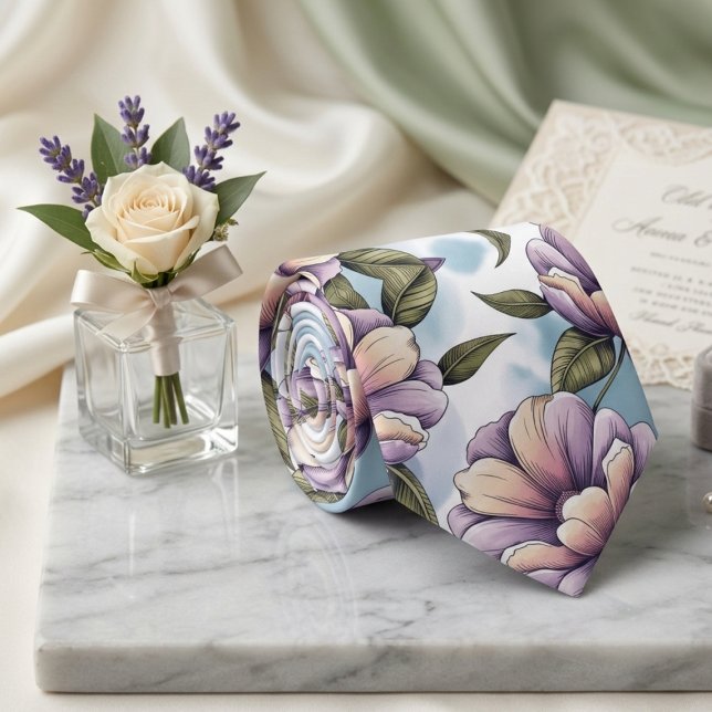 Cravate Motif floral pastel doux (Créateur téléchargé)