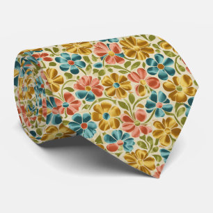 Cravate Motif floral rétro ludique