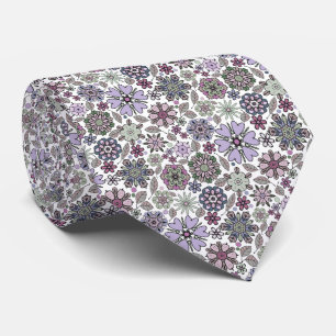 Cravate Motif floral sans couture rose violet pastel rétro