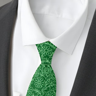 Cravate Motif floral vert riche