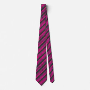 Cravate Motif Fuchsia et charbon de bois cinq bandes