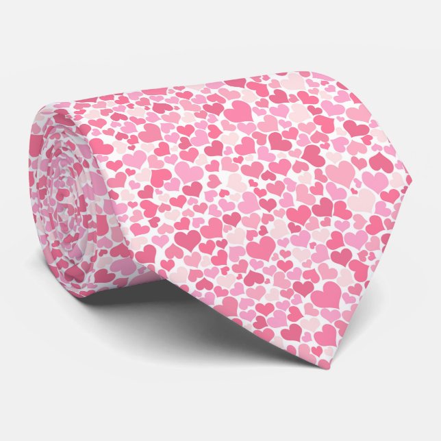 Cravate Motif Fun Pink Hearts (Roulé)