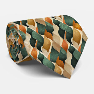Cravate Motif géométrique Art déco sarcelle et or (4)