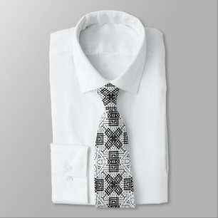 Cravate Motif géométrique blanc et noir