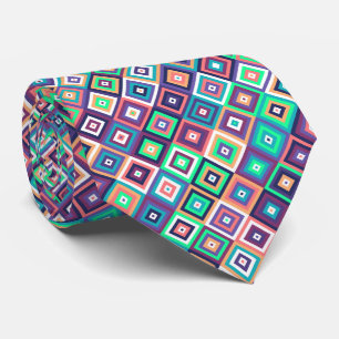 Cravate motif géométrique carré multicolore