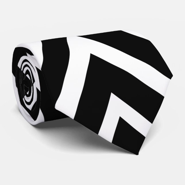 Cravate Motif géométrique Diamant noir et blanc (Roulé)